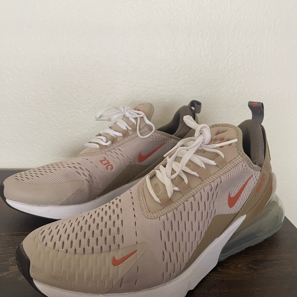 Nike Tan and Orange Athletic Shoes with Breathable Mesh